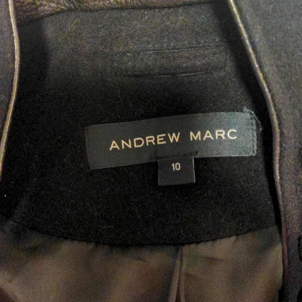 Andrew Marc Black Virgin Wool Cashmere Blend Leather Effect 10 - Picture 5 of 13
